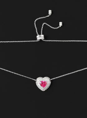 欧若风粉色爱心可调节项链