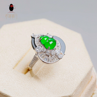 衣锦媚行s925银戒指女士翡翠如意镶嵌优雅奢华珠宝饰品原创设计