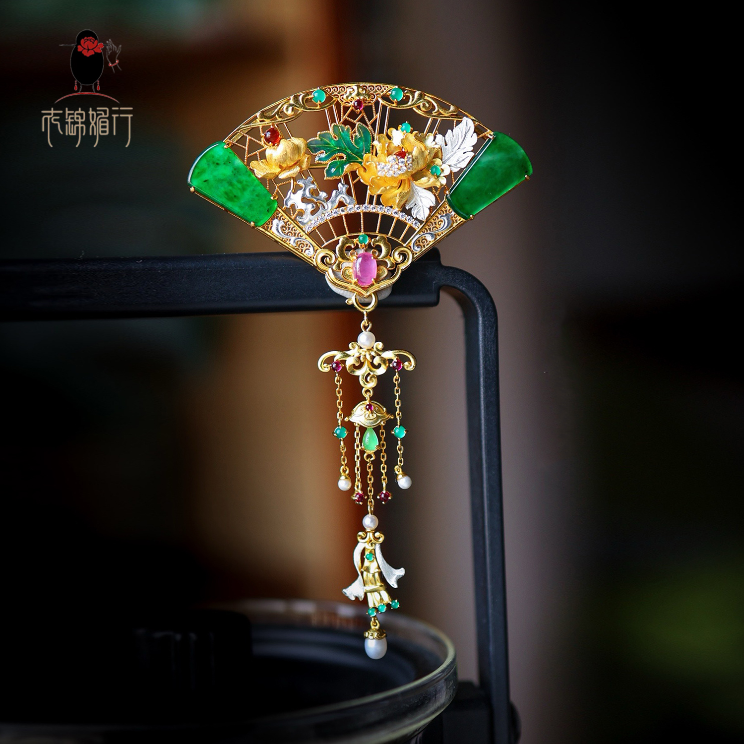 衣锦媚行原创设计S925银镀金胸针