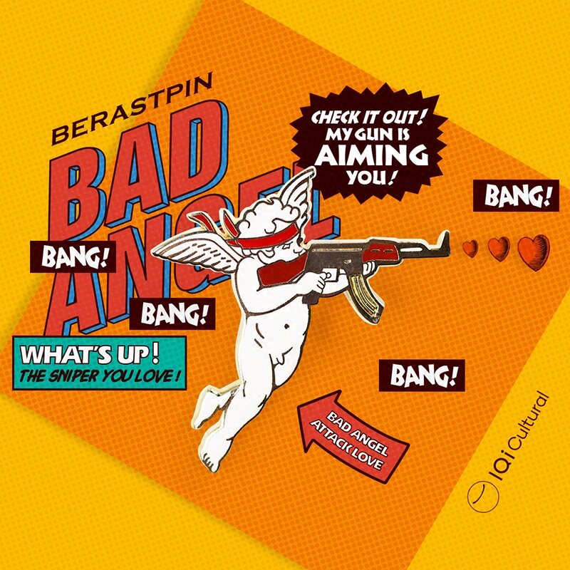 迅文创 一起文创社原创设计丘比特ak47爱与和平恶搞饰品金属胸针