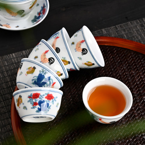 德化盏杯茶杯单个鸡缸杯陶瓷茶碗老板杯复古日式家用茶具套组家用