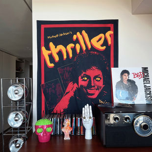 Thriller迈克尔杰克逊可爱MJ-复古万圣节装饰布艺海报音乐挂布