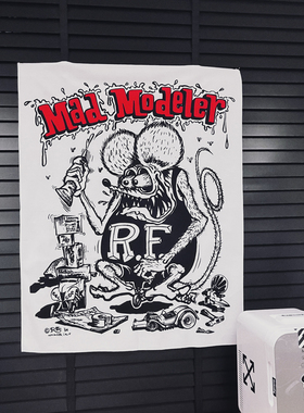 Rat Fink复古美式卡通芬克老鼠挂布男生卧室宿舍改造装饰背景布