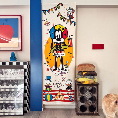 马吉吉高飞米奇卡通竖版背景布