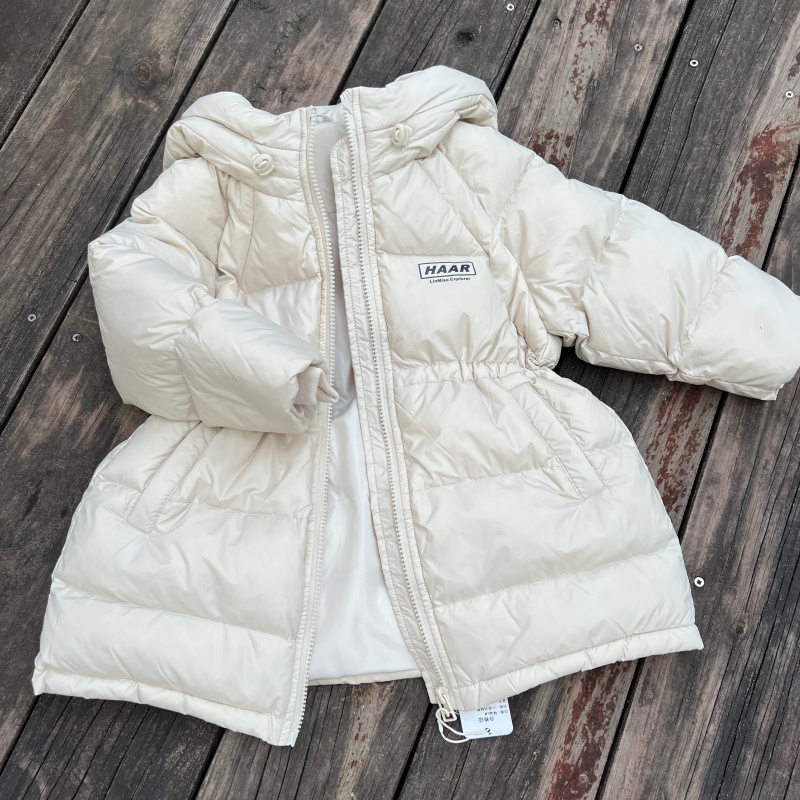 女宝中大童可束腰连帽加厚羽绒服