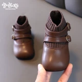 Детские демисезонные туфли для принцессы, флисовая детская обувь для раннего возраста для кожаной обуви, короткие сапоги для девочек, мягкая подошва