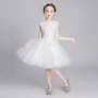 Cô gái hoa trắng cô dâu công chúa váy fluffy sợi trẻ em chủ nhà buổi tối cô gái nước ngoài trang phục biểu diễn mùa thu - Váy trẻ em shop quần áo trẻ em đẹp