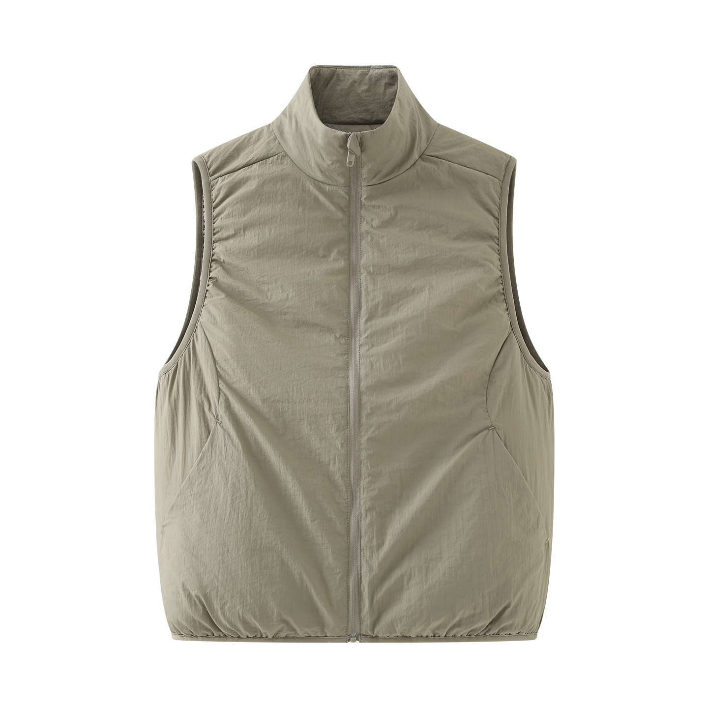 工装立领拉链薄外套无袖棉马甲女