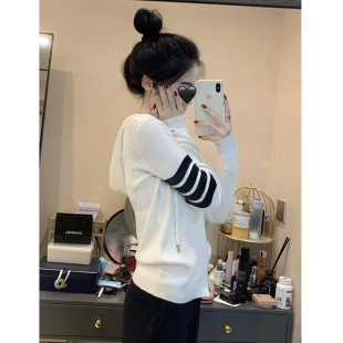 潮牌针织开衫女连帽2026新款春秋薄款TB四条杠毛衣外套修身上衣潮