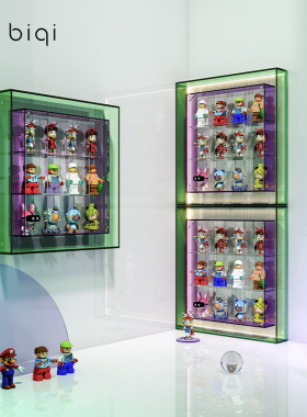 biqi兼容泡泡玛特盲盒收纳展示架收纳盒上墙相框亚克力手办展示柜