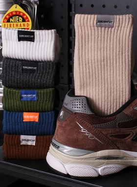 uniquesocks4双装毛巾底加厚长袜子男女秋冬季美式复古潮流布标袜