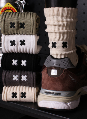4双美式复古潮流长袜子男款个性日系cityboy工装风无骨堆堆袜男士