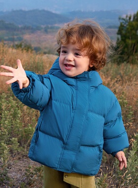 2024年冬季新款宝宝羽绒服显白90白鸭绒定制连帽加厚极寒户外蓝色