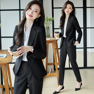 黑色西装外套女春秋职业气质面试正装西服套装酒店经理工作服工装