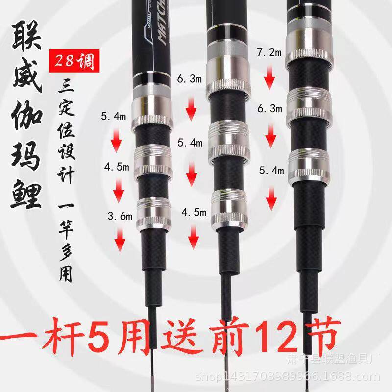厂家直销定位鱼竿联威伽玛鲤钓鱼竿28调一杆多用3定位4定位5定位