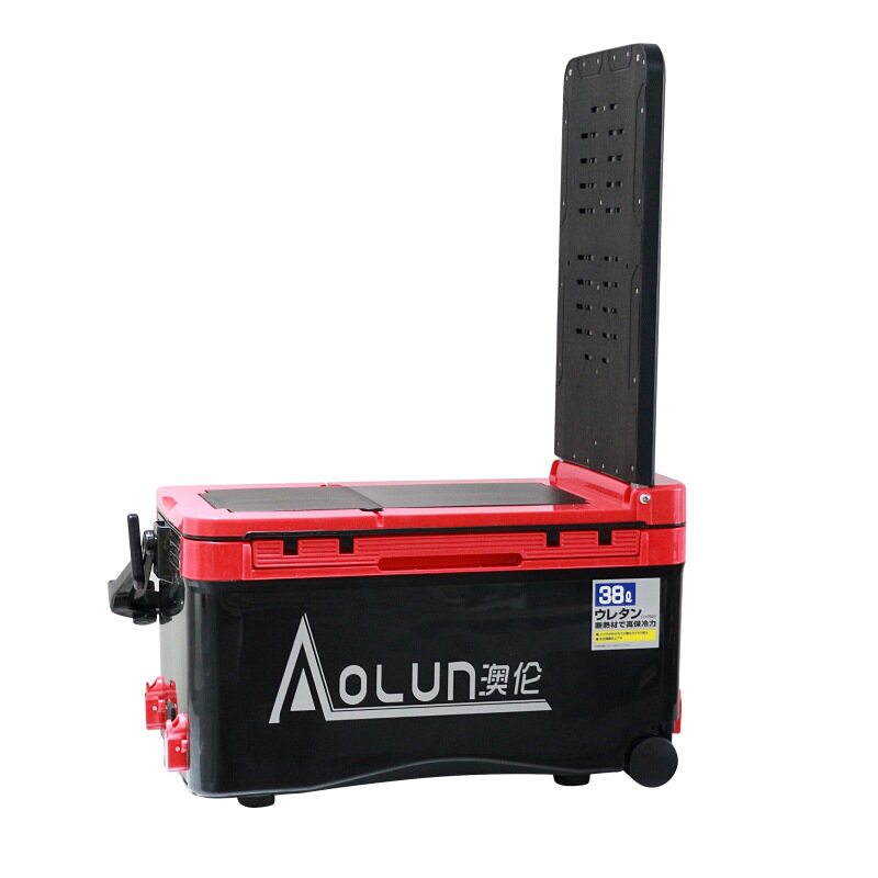 新款多功能钓箱 隐形大靠背台钓鱼箱四角升脚钓箱渔具箱38升