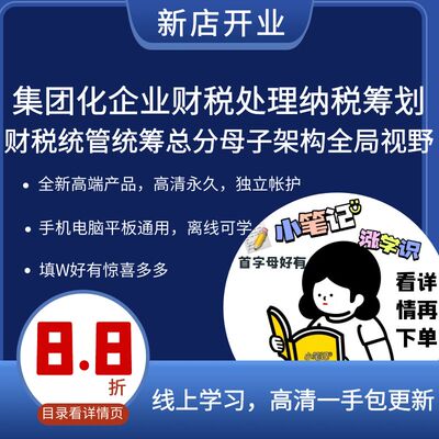 集团化企业财税处理纳税筹划 财税统管统筹总分母子架构全局视野