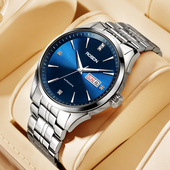 手表男表钢带双日历情侣手表可选女款 劳士顿手表男款 机械男士 礼物