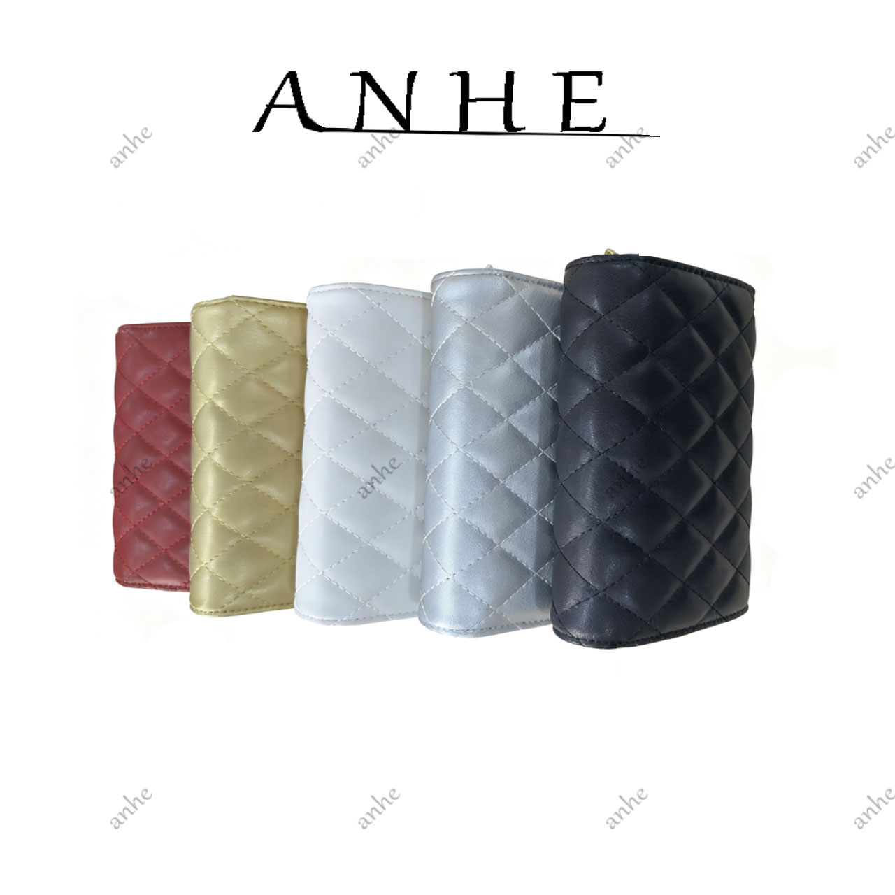 安合甄选-高定真皮包-17cm-550585-五色手拿包-香-全