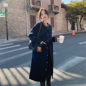 现货棒球服领毛呢大衣外套女185-9929-P185-K288