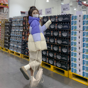 现货 双十二90绒拼色羽绒服外套女185-9989-P310-k478-90绒图片