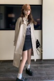 经典卡其色风衣外套女中长款2024秋季新款韩版宽松气质设计感大衣，女装风衣，浙宝185