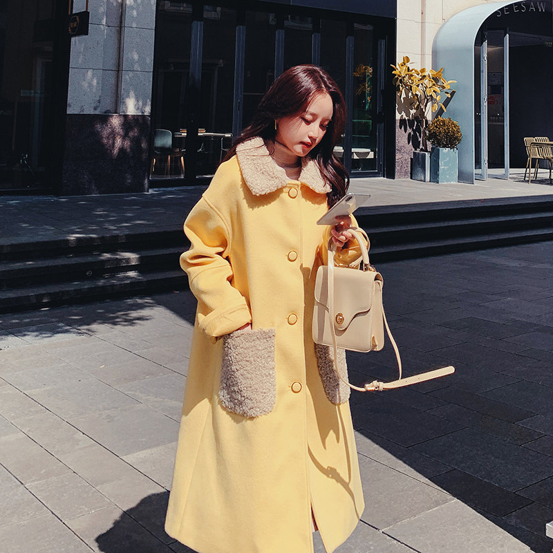现货有加毛呢大衣拼接羊羔毛185-MY58-P170控258,女装毛呢外套,浙宝185