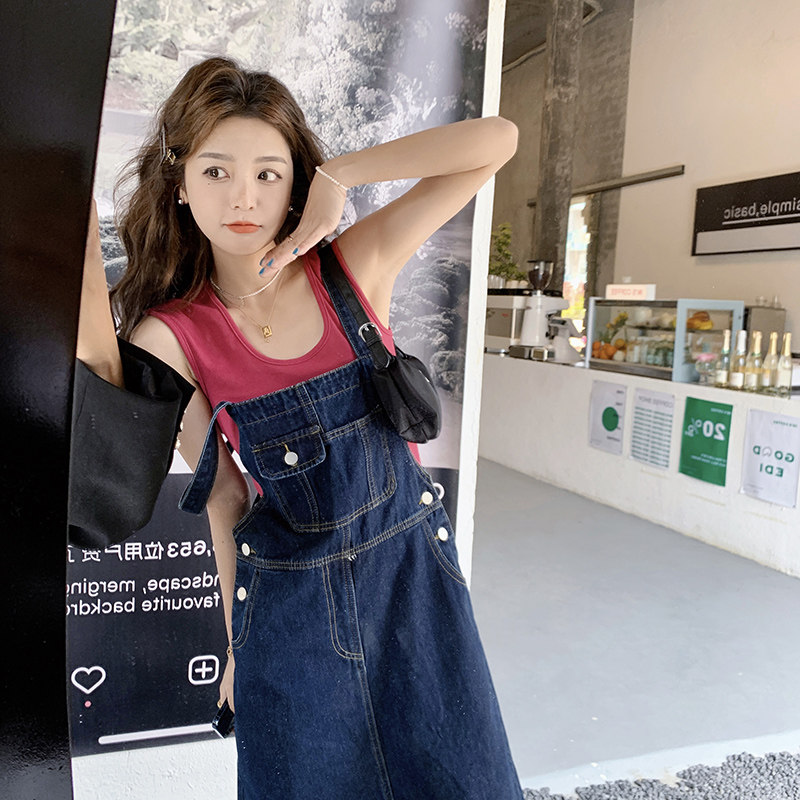 牛仔背带连衣裙女夏季女装2025新款夏装休闲长裙港味复古chic裙子,女装连衣裙,浙宝185