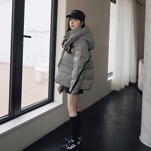 现货 千鸟格90绒羽绒服外套女185-MY8829图片
