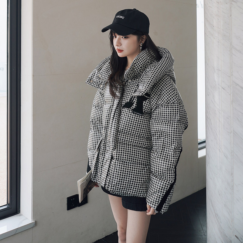 现货 千鸟格90绒羽绒服外套女185-MY8829图片