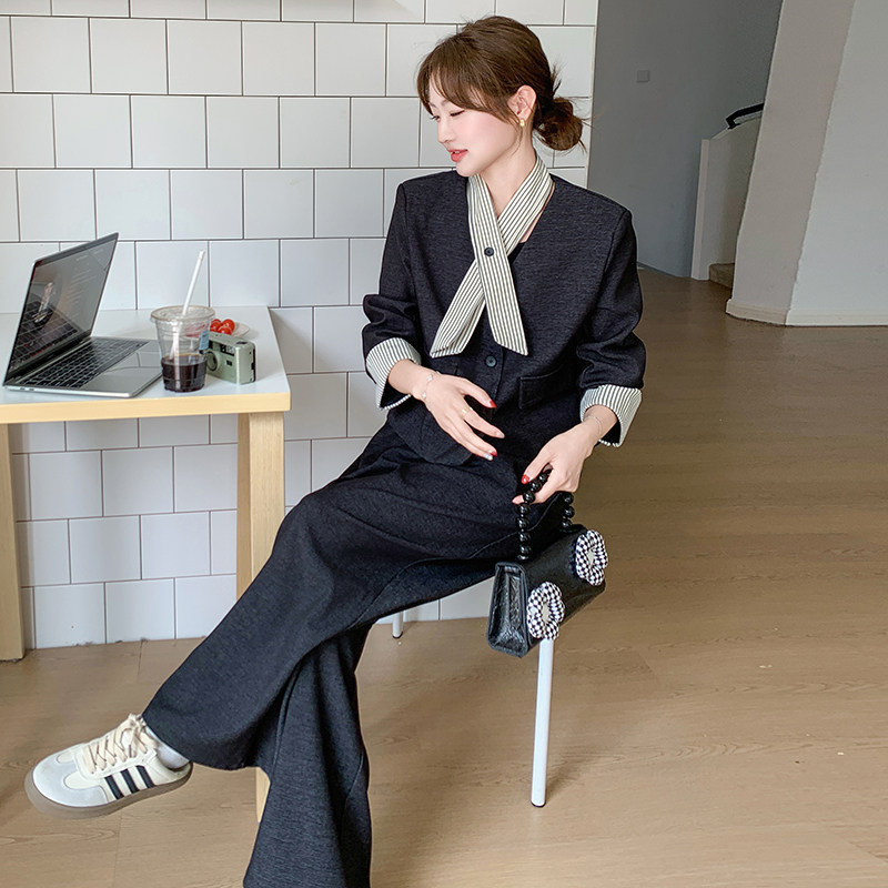 条纹拼接小香风西装女2025春新款高级感轻熟气质小个子,女装短外套,浙宝185