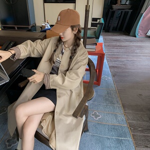 经典卡其色风衣外套女中长款2024秋季新款韩版宽松气质设计感大衣图片
