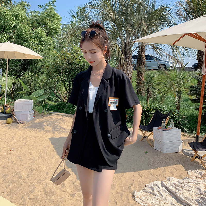 现货新款休闲西装套装女短袖短裤夏装西服317-MY8029-P115-K178图片