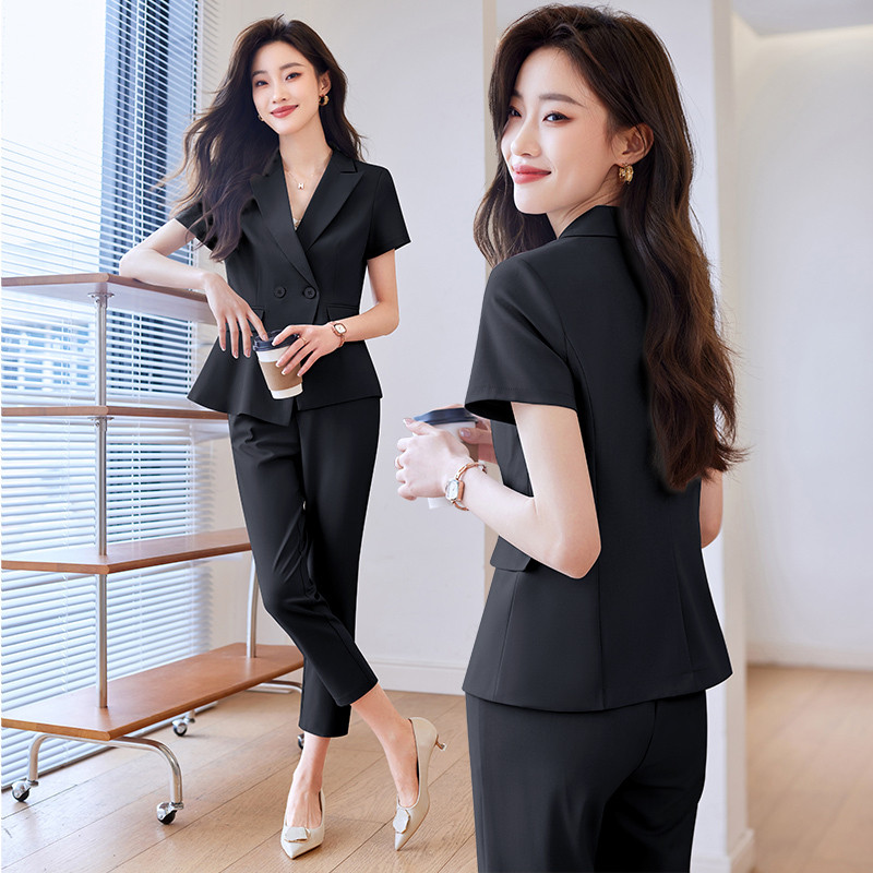 短袖职业装西装套装女夏薄款酒店经理正装工装气质前台工作服夏天