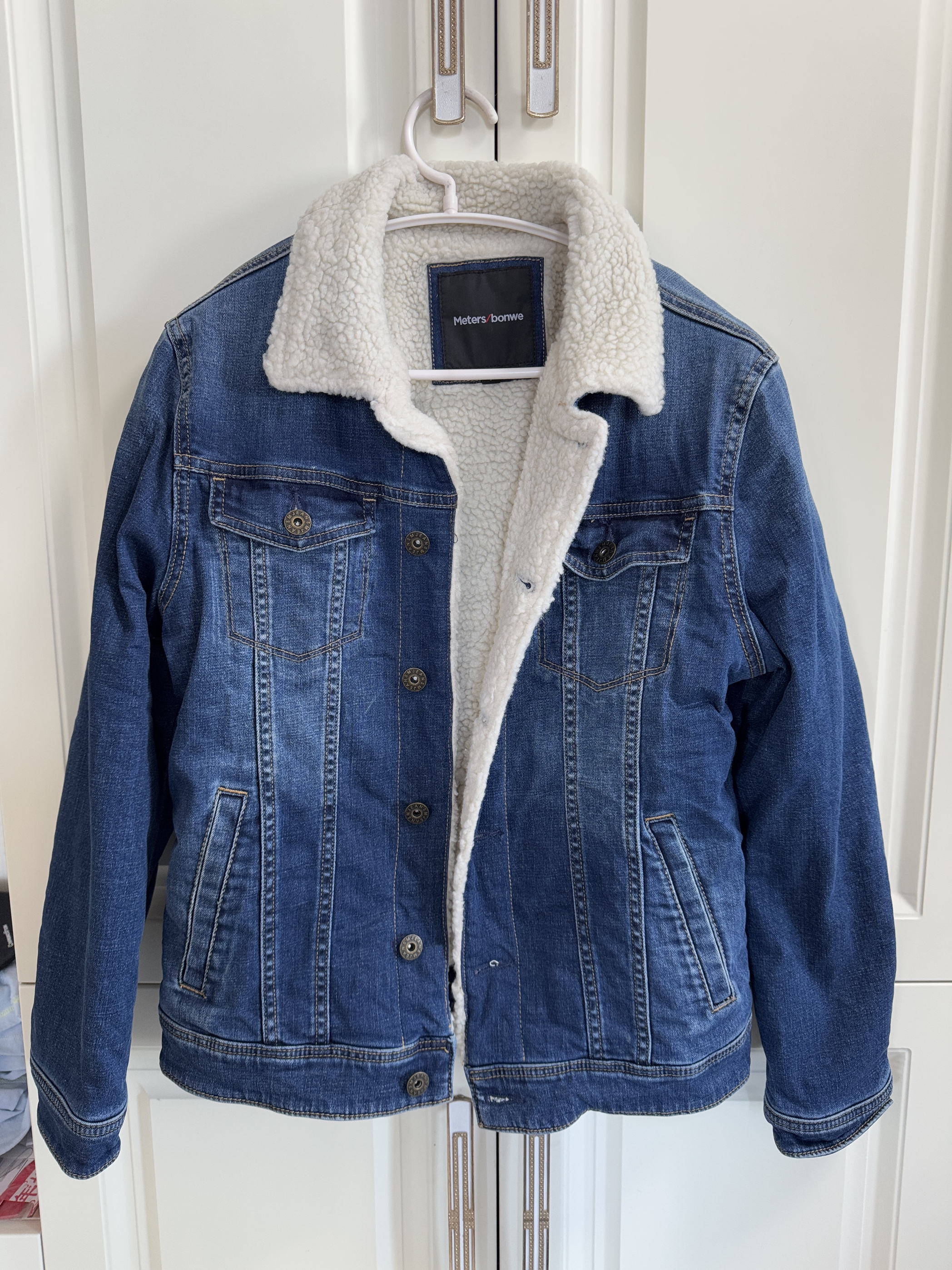 国货美家邦系正品男棉服秋冬牛仔加绒毛保暖夹克棉衣仿羊羔绒棉服