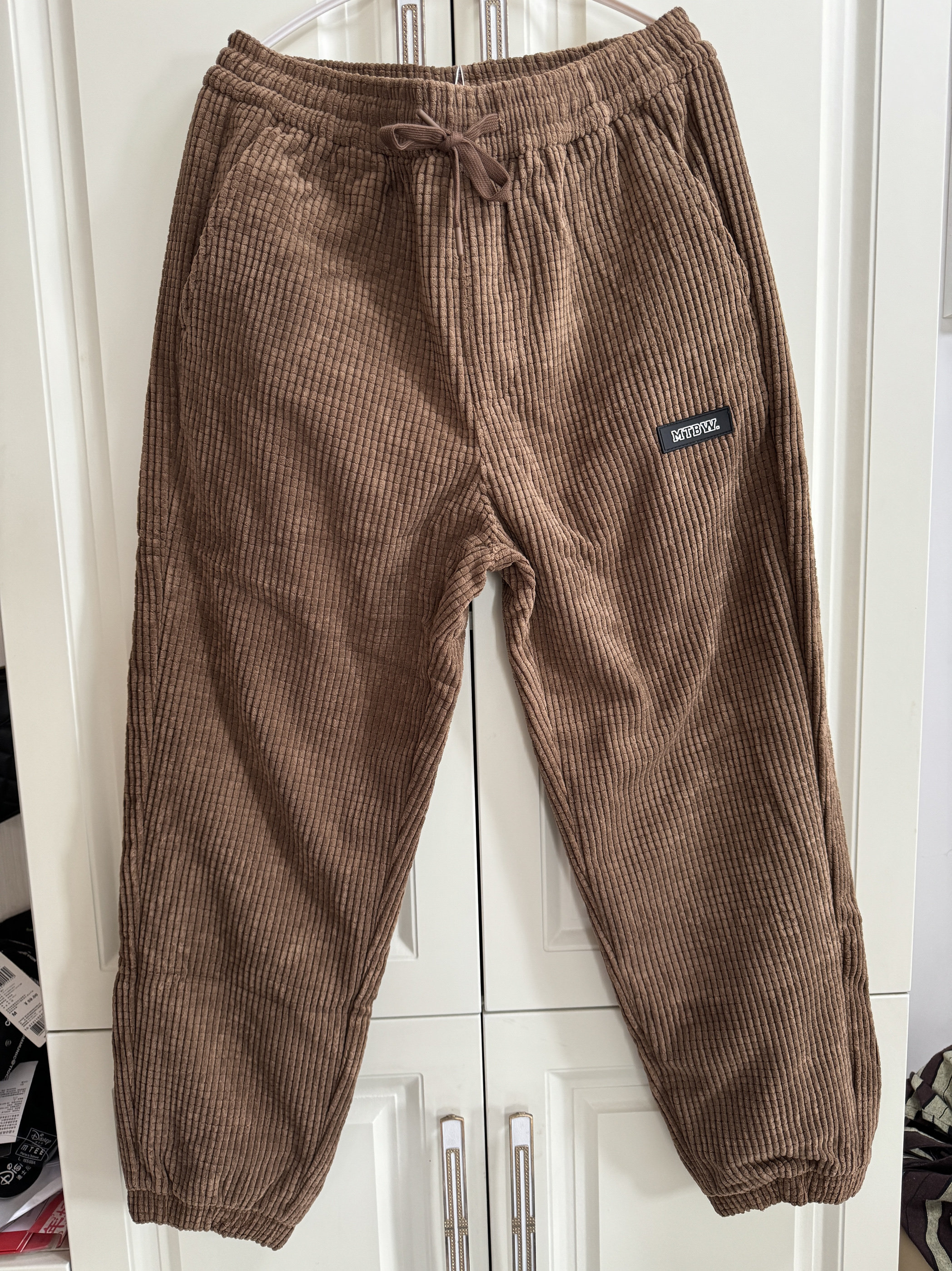 国货美家男裤秋冬加厚保暖宽松条绒无弹男士休闲加绒束脚简约长裤