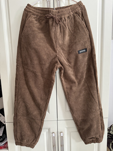 休闲加绒束脚简约长裤 国货美家男裤 秋冬加厚保暖宽松条绒无弹男士