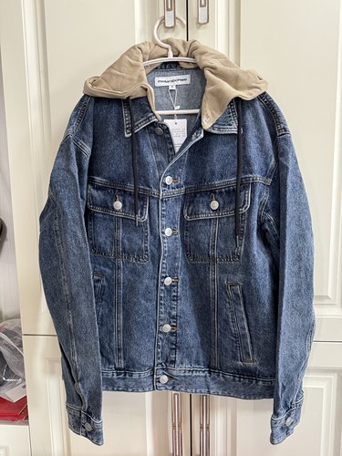 国货美特斯男牛仔外套春秋舒适宽松连帽可拆宽松简约时尚牛仔上衣