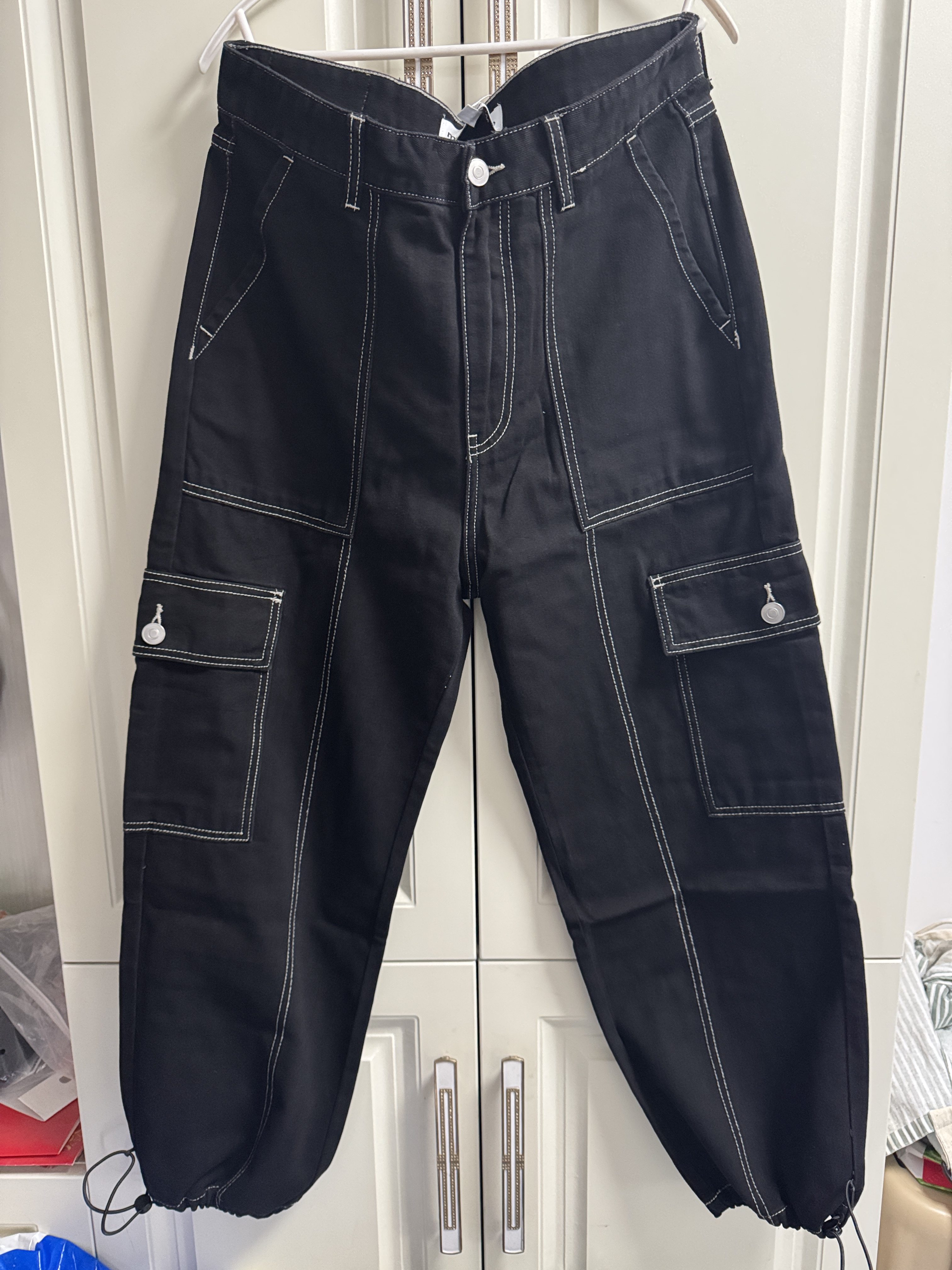 美斯威男牛仔裤春秋束脚绳直筒多袋工装裤撞色线时尚牛仔男长裤子,男装,牛仔裤,淘宝优惠券,粉丝福利购,淘宝优惠卷