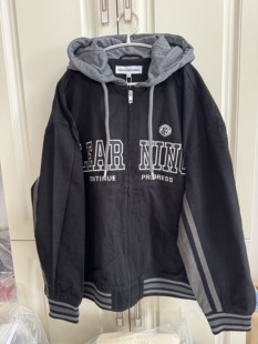 国货美特斯男士 外套休闲宽松拼接针织连帽加厚棒球服上衣夹克服