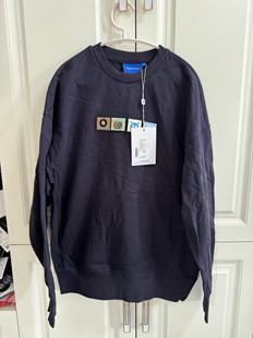 国货美家男卫衣秋冬圆领宽松魔术贴舒适套头针织上衣青春流行上衣