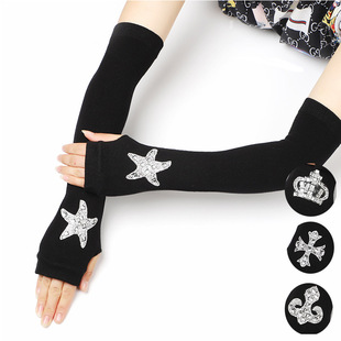 秋冬韩版 手套街舞上网手套露指针织半指长手套手臂套 新款