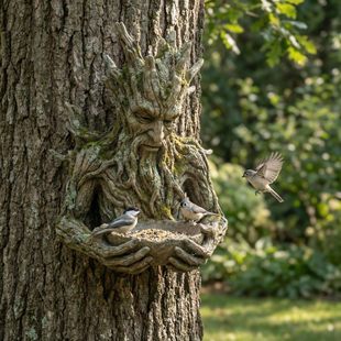 Tree-Integrated Bird Feeding Sculpture树精喂鸟器雕塑花园装饰