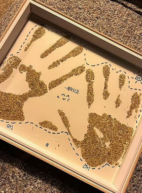 海边沙滩手印沙画手工diy