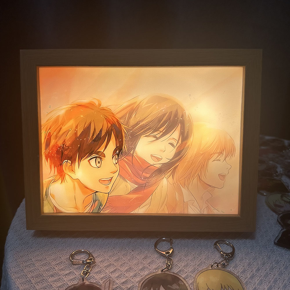 进击的巨人动漫灯光画艾伦三笠阿尔敏ins风小夜灯床头桌面装饰灯