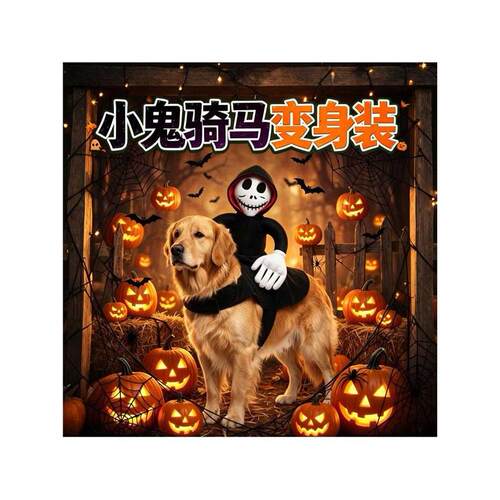 小鬼骑马狗狗万圣节服装