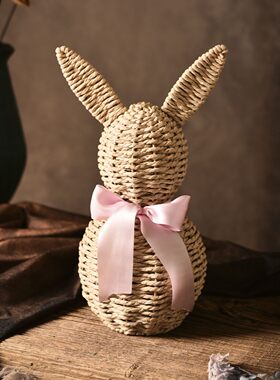 复活节兔子仿藤编摆件手