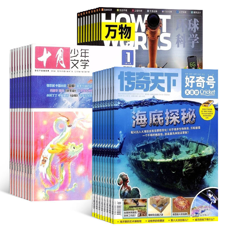 好奇号+十月少年文学+万物杂志组合 2026年1月起订 1年共36期 杂志铺全年订阅 科学历史生物文学青少年科普 中小学生课外阅读期刊