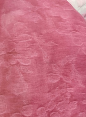 丝亚麻提花仿草木染抽象三四叶五六叶花垂坠飘逸透气汉服面料4258