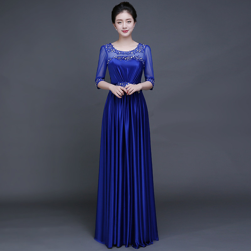 合唱指挥礼服女气质2023新款优雅显瘦舞台指挥服大合唱演出服长裙